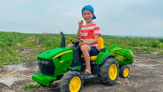 Damian and Darius Pretend Play with Tractros & Mud Car rescue - fun kids video compilation