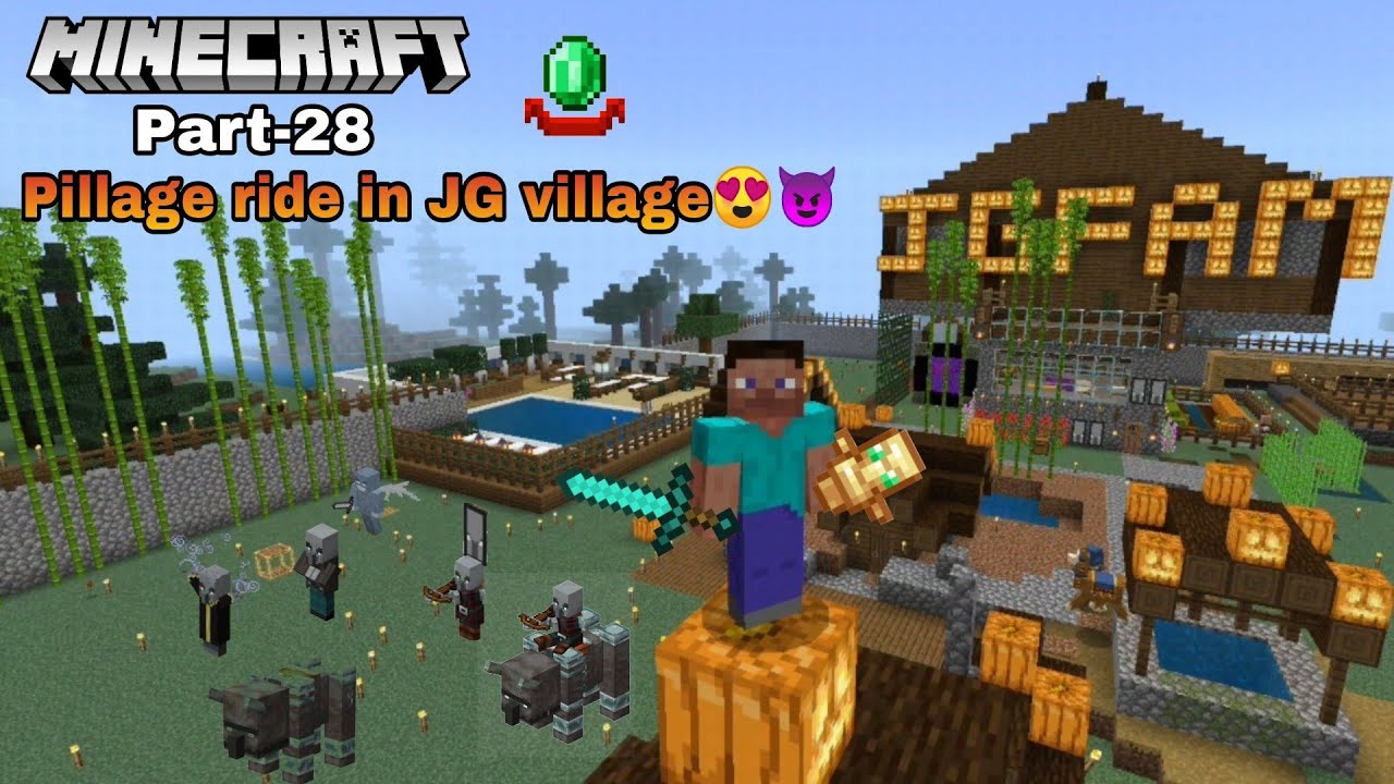 Minecraft pocket edition gameplay minecraft pillager raid in tamil Jm gaming part28 YouTube