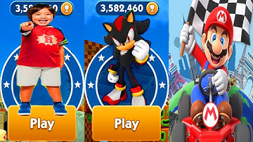 Mario Kart vs Tag with Ryan vs Sonic Dash Gameplay Walkthrough
