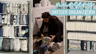ORGANIZING OUR NURSERY DRESSER FOR BABY 2 // How to Organize A Nursery Dresser + Pro Organizer Tips