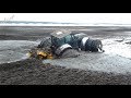 Эвакуация трактора из болота Evacuation of the tractor from the swamp