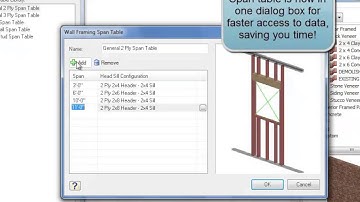 Envisioneer v9: Wall Framing Span Table