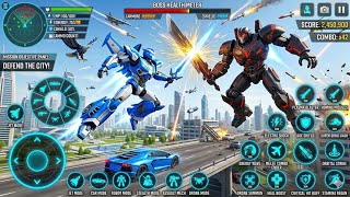 Flying Jet Transformation Car Robot Game Mega Robot In City New Updated City - Android Gameplay