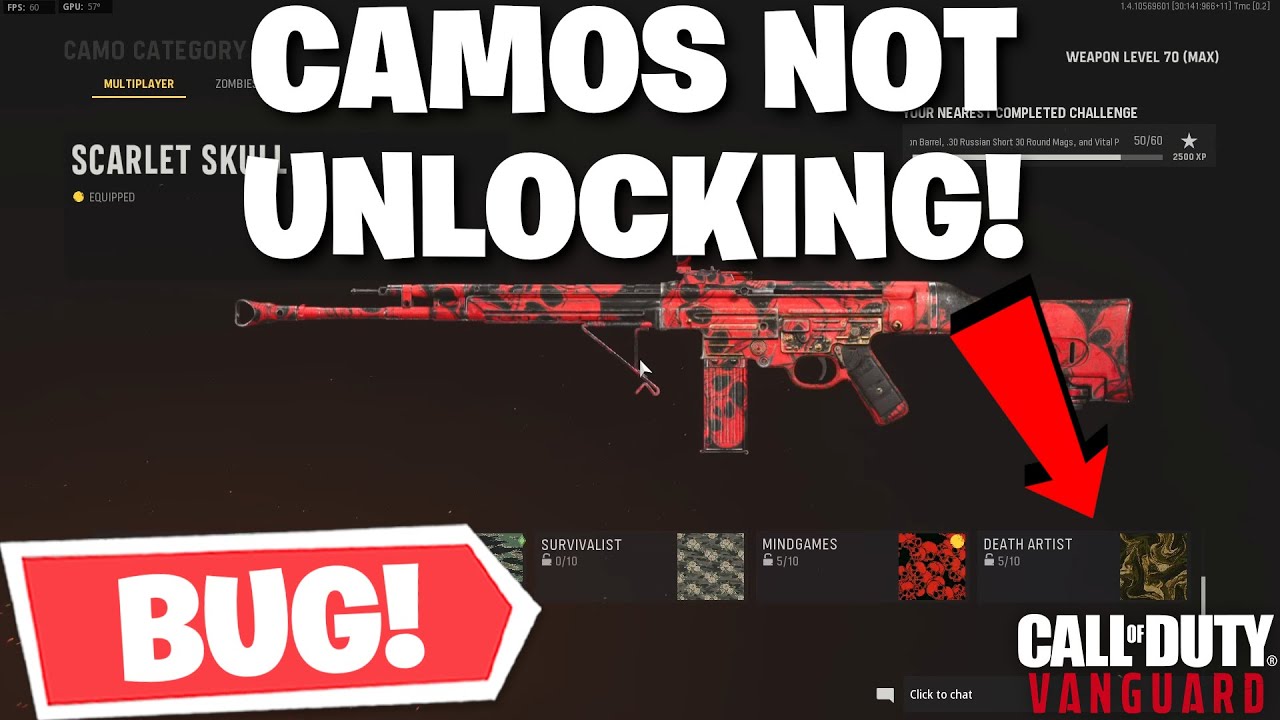 Vanguard - The Camo Bug Is BACK! Camouflages NOT Progressing For Challenges!