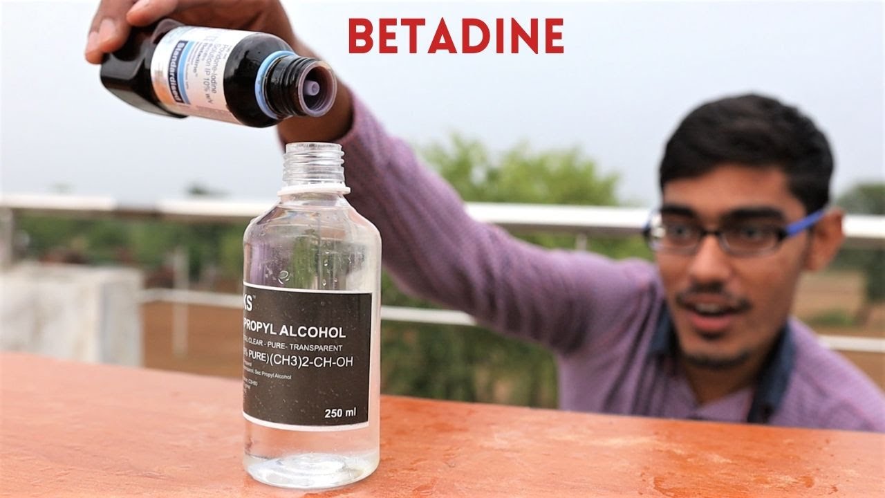 Betadine VS Alcohol Awesome Chemical Reaction YouTube