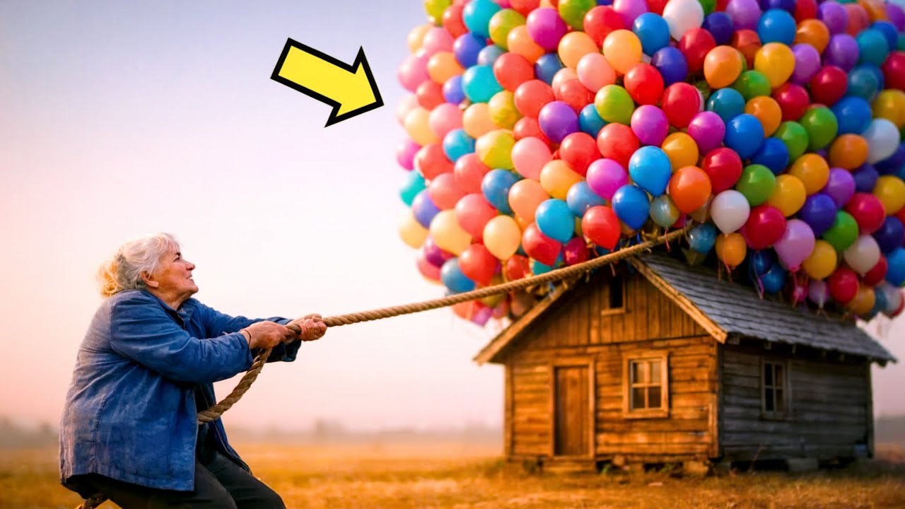 WSZYSCY WYŚMIEWALI STARSZĄ PANIĄ WIDZĄC DACH PEŁEN BALONÓW… AŻ ODKRYLI POWÓD