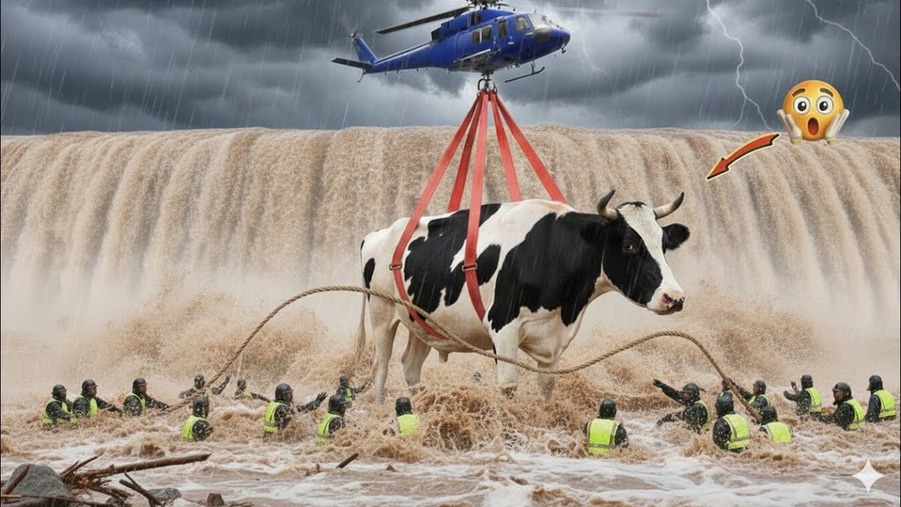 Rescue Team Saves Cow From Deadly Floods Thanks To Smart Dog's Warning || Wild Animal Studio
