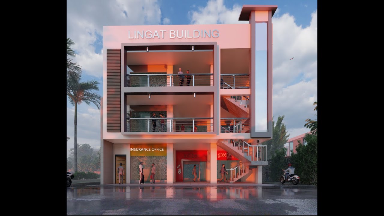 COMMERCIAL BUILDING EXTERIOR SKETCHUP + LUMION RENDER - YouTube