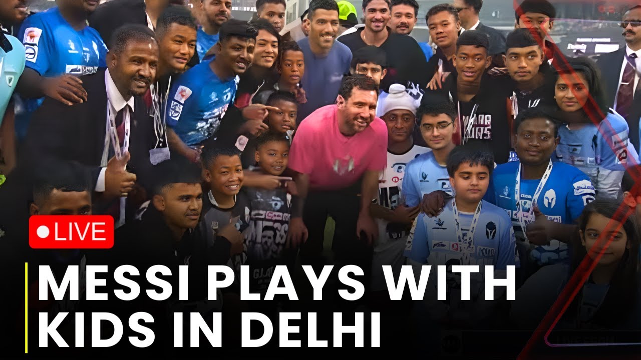 Messi Delhi Tour LIVE: Messi Plays football with kids at Arun Jaitley Stadium | Messi In Delhi