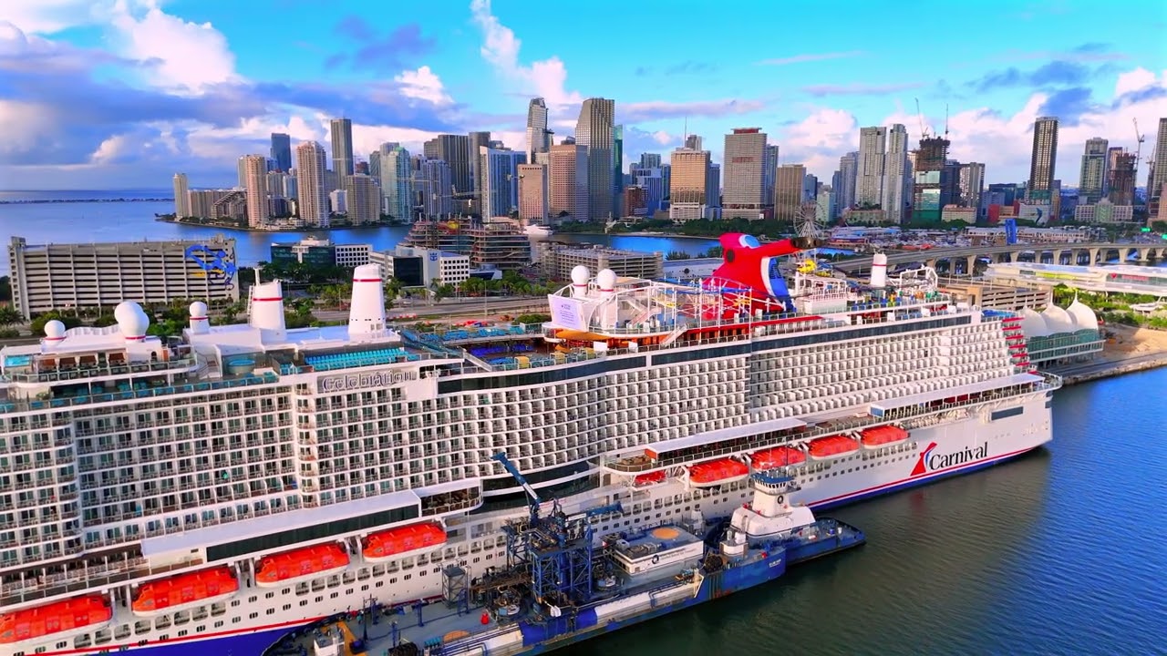 Carnival Cruise Docked at Miami Port | Stunning Miami Skyline in 4K Ultra HD HDR