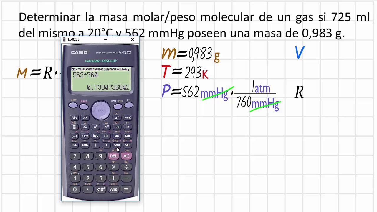 Como calcular la masa molar o peso atómico con los datos
