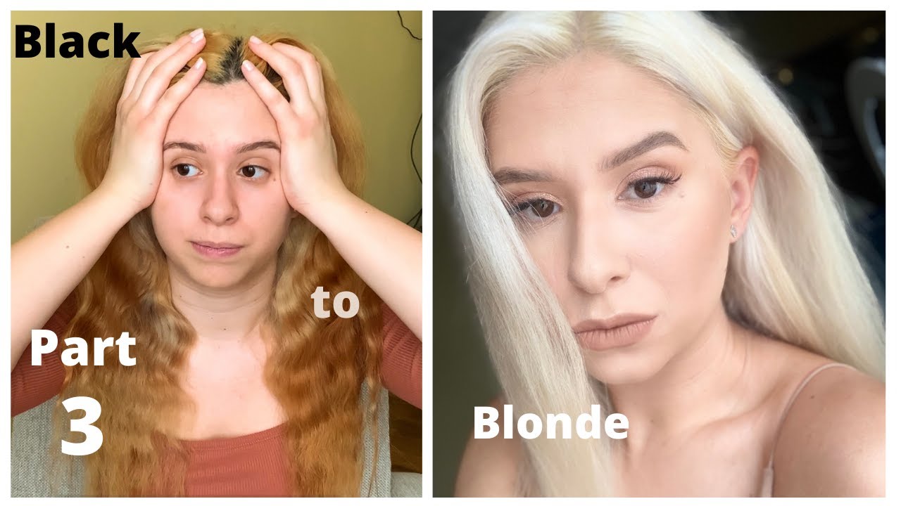 Bleaching my hair at home BLACK to BLONDE Part 3 YouTube