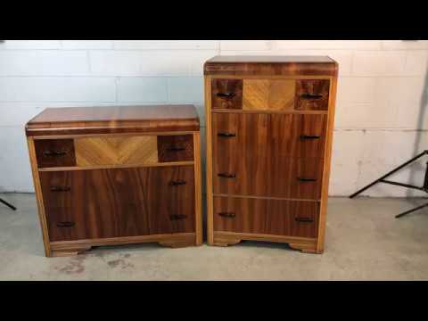 Art Deco Waterfall Dressers Pair Youtube