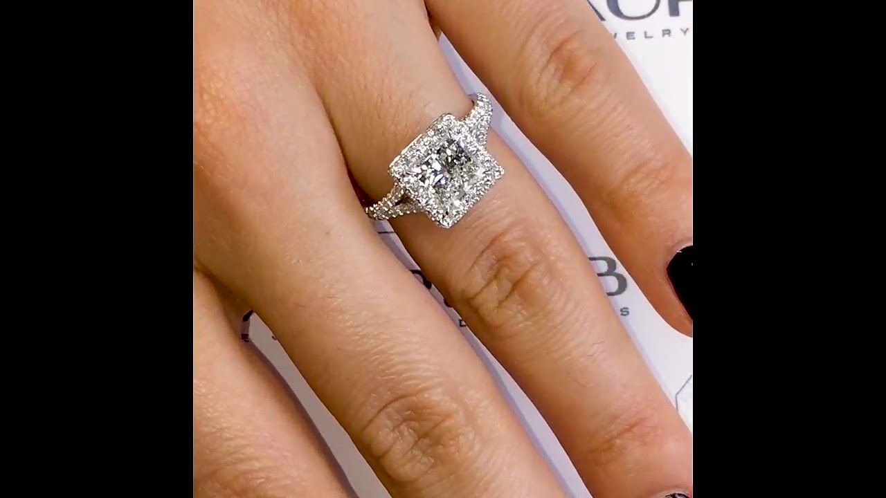 Elegant 1 Carat - Square Cut Diamond - Twisted Band - Pave - Double Halo  Engagement Ring - 10K White Gold - Walmart.com