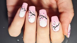 Cherry Blossoms | Freehand Nail Art