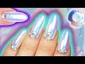 WHITE CHROME NAILS | Mermaid Unicorn Dust Iridescent Nail Art | Sea Shell Nail Swarovski & Pearl