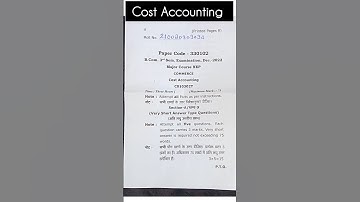 😱B.Com 2nd year 3rd sem (NEP) Cost accounting question paper #shorts #shortsfeed #pyq #msuniversity