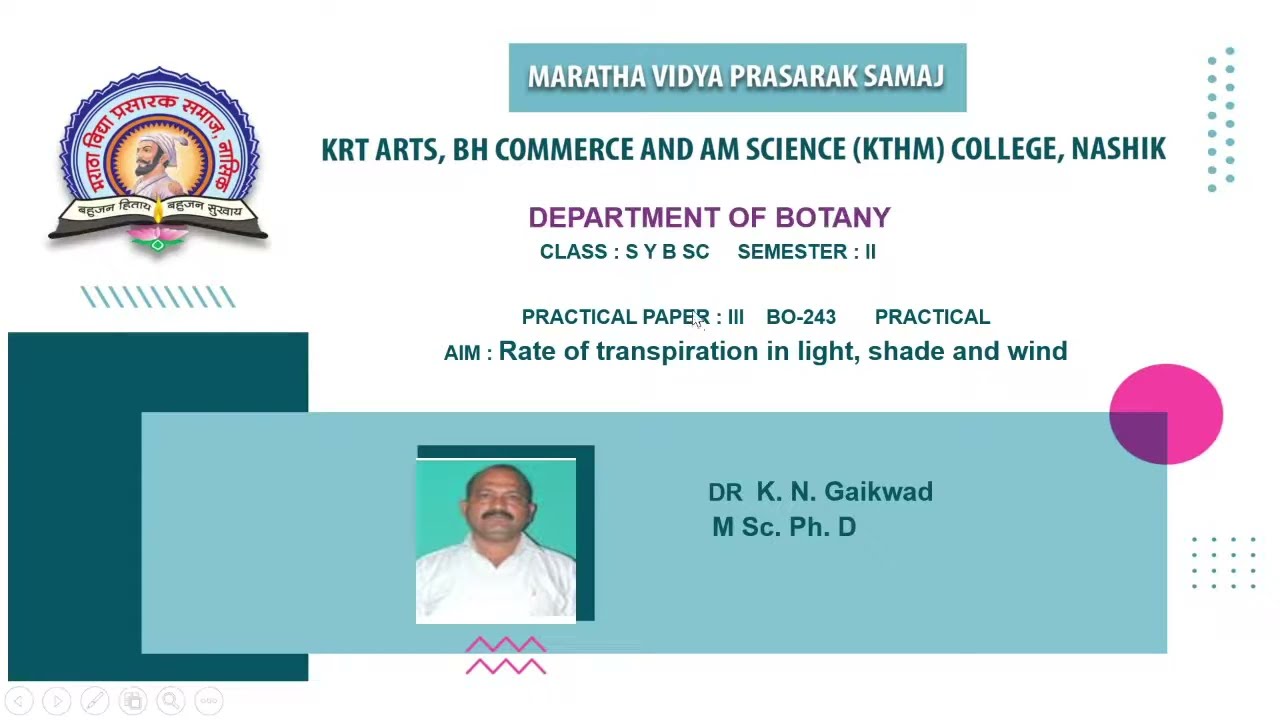 4  SYBSc  Botany practical Study of rate of transpiration
