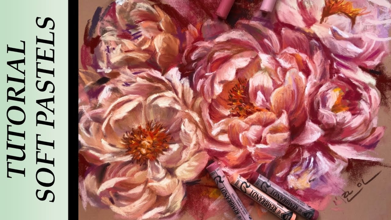 How to draw Flowers | Peony Soft Pastel Painting