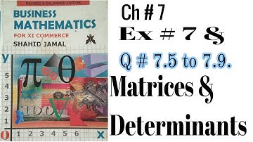 Sindh Board | Karachi Board | Ex # 7 Q # 7.5, 7.6, 7.7, 7.8 & 7.9 Ch # 7