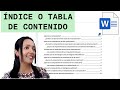 INDICE O TABLA DE CONTENIDO EN 3 MINUTOS. INSERTA UN INDICE EN WORD VIDEO ACTUALIZADO 2024.