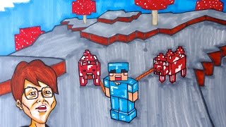 マインクラフト キノコ島を発見 ムーシュルームを連れて帰るヒカキンさん描いてみた Youtube マインクラフト キノコ島を発見 ムーシュルームを連れて帰るヒカキンさん描いてみた Youtube