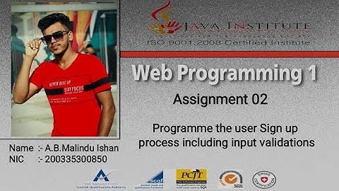 Programme the Signup process,input validation | Web Project | Task 02 | 1st Year | Java Institute