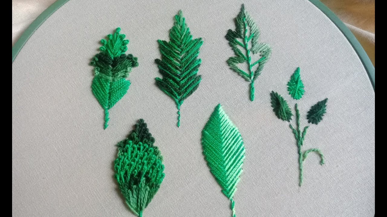 Hand Embroidery,6 Leaf Embroidery Stitching Tutorial Step by Step - YouTube