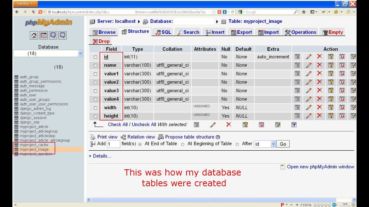 Mysql show table content