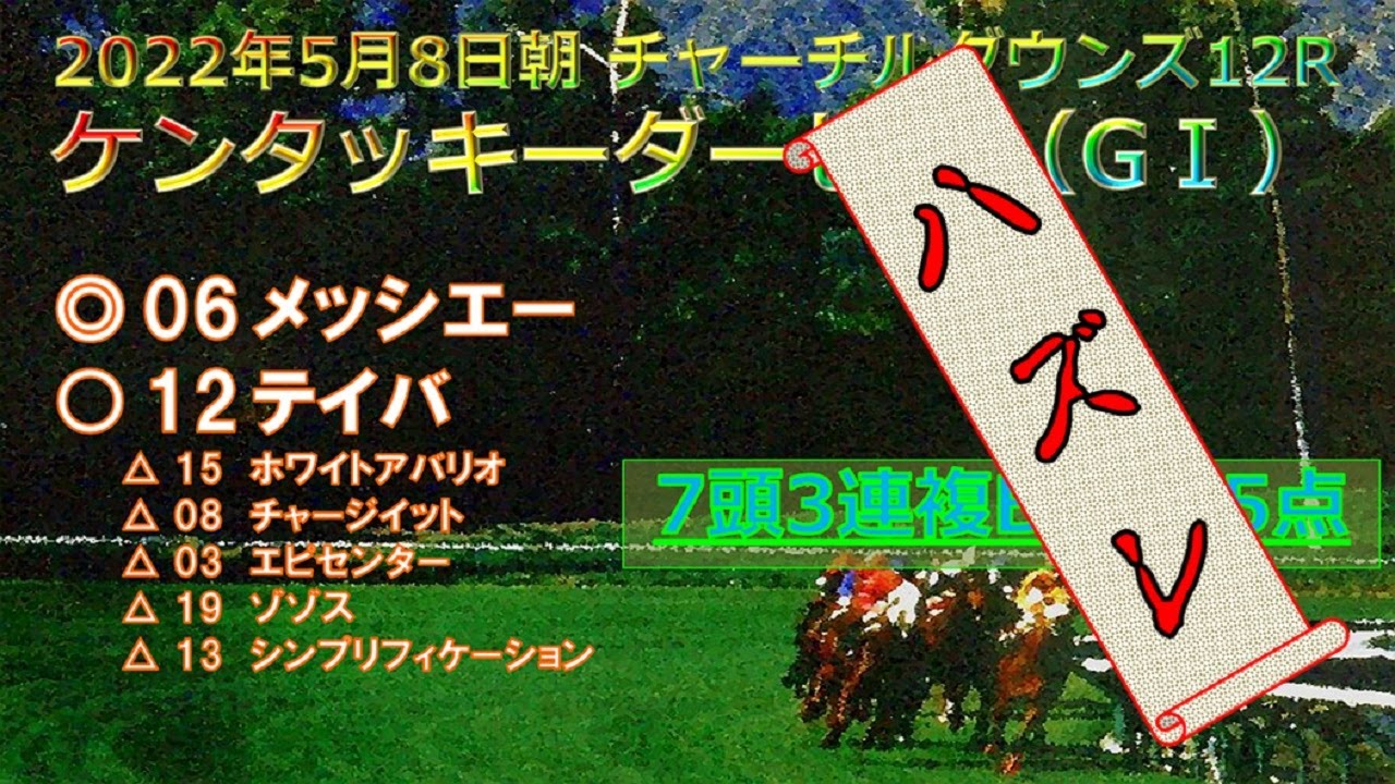 ケンタッキーダービー予想 22年5月8日朝 チャーチルダウンズ12r By R2理論 Youtube ケンタッキーダービー予想 22年5月8日朝 チャーチルダウンズ12r By R2理論 Youtube