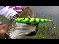 Pike attack Salmo underwater. Fishing with lures hard-baits / strikes. Рыбалка щука атакует воблер.