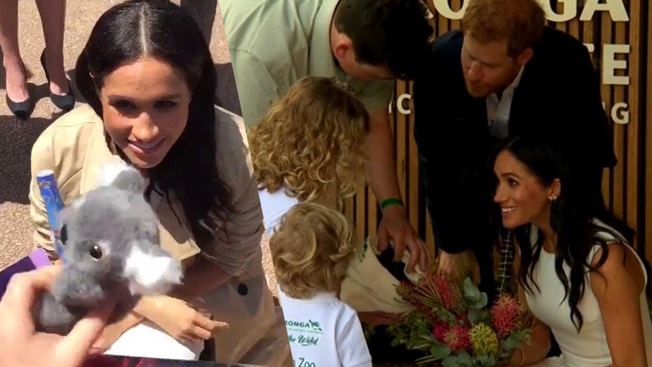 royal wedding theme Sweet video: Girl gives Meghan toy koala 'for your baby'