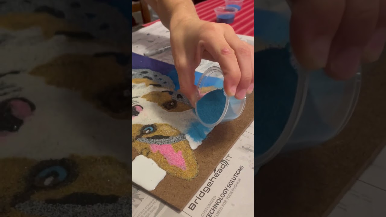 10 Year Old Making Sand Art Portrait