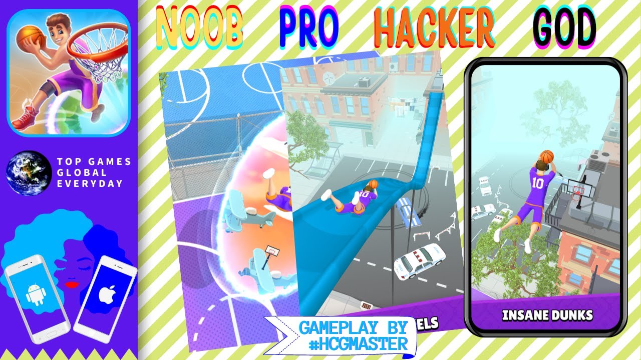 NOOB vs PRO vs HACKER vs GOD in "Hoop World" by Tapped LTD