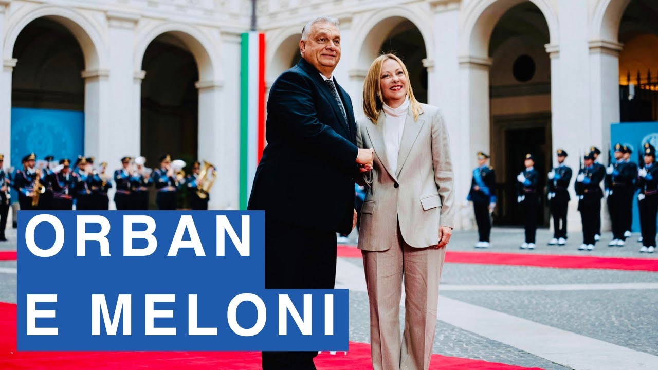 Il primo ministro ungherese Viktor Orbàn arriva a Palazzo Chigi per l'incontro con Meloni