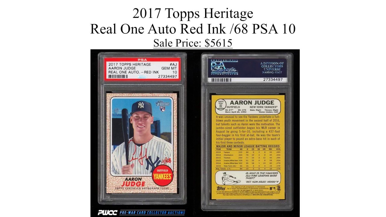 Top 10 Most Expensive Graded Aaron Judge Baseball Cards Sold on Ebay