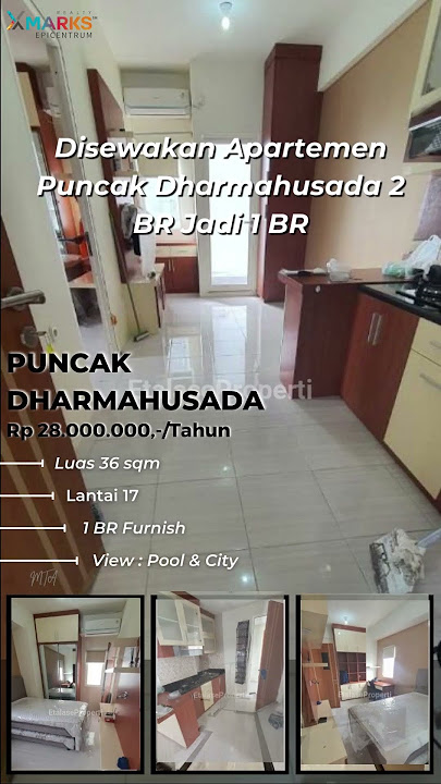 Rp 28 Juta - Disewakan Apartemen Puncak Dharmahusada 2 BR jadi 1 BR