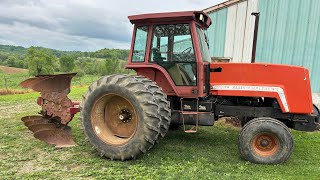 Allis Chalmers 8010 plowing for corn