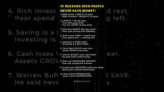 10 Reasons Rich People Never Save Money #finance #money #moneymindset #millionairemindset