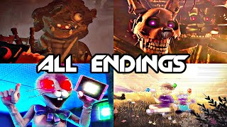 FNAF Security Breach - ALL 9 ENDINGS & Post Credit Scenes + Ruin DLC Endings (Complete Story)