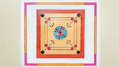 How to draw carrom board/carrom board drawing step by step / carrom board drawing