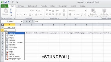 100 Excel 2010 Funktionen - Die Funktionen STUNDE, MINUTE und SEKUNDE.mp4