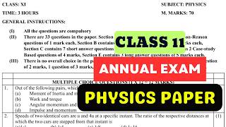 Class 11 Annual Exam Physics Question Paper | Cbse Sample Paper 2025-26