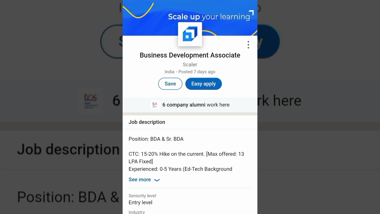 Apply Now! BDA Profile at Scalar- 13 LPA package- https://www.linkedin.com/ jobs/view/2791891490 - YouTube