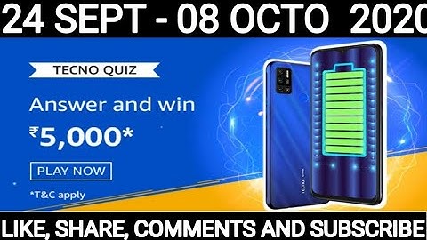 AmazonTECNO SPARK 6 Air Quiz answer today 24 SEPTEMBER 2020
