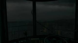 Crane Cabin at Rainy Harbor Night | Dark Clouds Above | Distant Thunder Ambience
