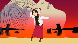 Lain dances without blinking while evangelion theme song playing