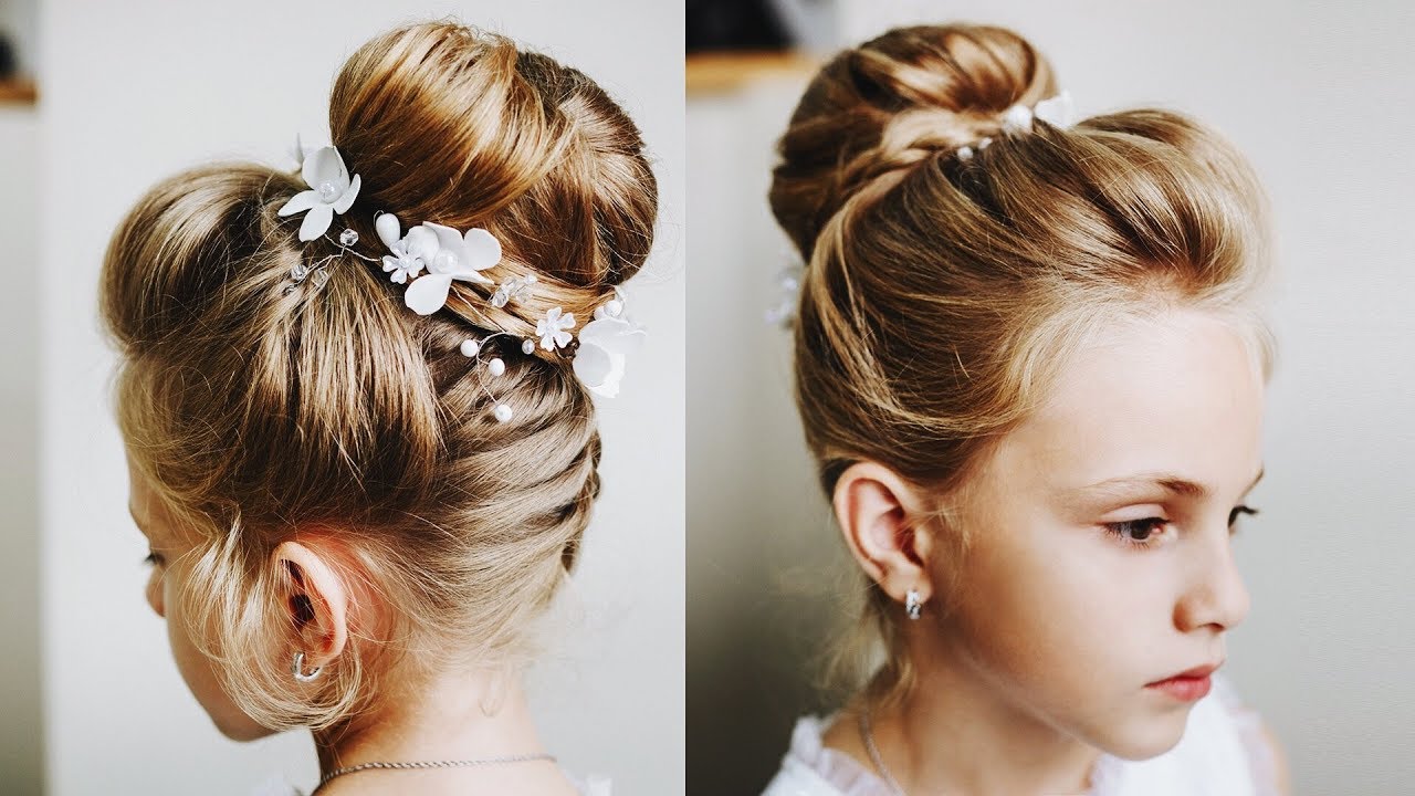 How to style little girls' thin hair. Braid into the bun. - YouTube