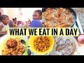 WHAT MY FAMILY AND I EAT IN A DAY | UNHEALTHY REAL LIFE MEALS!! (CARB FEST)