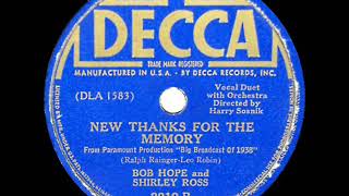 1938 Hits Archive Thanks For The Memory - Bob Hope Shirley Ross